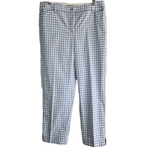 Talbots Perfect Crops Sunrise Gingham Pants Size 10 Periwinkle Blue Cotton Blend